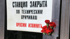 Цветы у входа на станцию метро Славянский бульвар Цветы у входа на станцию метро Славянский бульвар