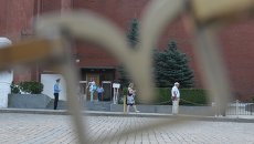 Посетители у прохода рядом с воротами Спасской башни на територию Московского Кремля Посетители у прохода рядом с воротами Спасской башни на територию Московского Кремля