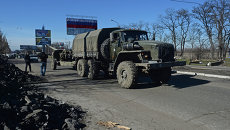 Отвод колонны гаубиц МСТА М2 из Донецка Отвод колонны гаубиц МСТА М2 из Донецка