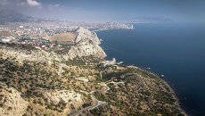 Вид на Судак, Крым. Архивное фото Вид на Судак, Крым. Архивное фото