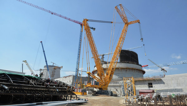 Строительство реакторного блока первой Белорусской атомной электростанции. Архивное фото
