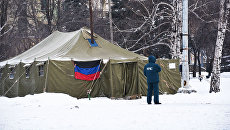 Пункт обогрева в Дебальцево. Архивное фото Пункт обогрева в Дебальцево. Архивное фото