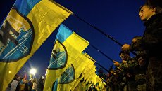 Участники марша по случаю 72-й годовщины образования Украинской повстанческой армии в Харькове. Архивное фото Участники марша по случаю 72-й годовщины образования Украинской повстанческой армии в Харькове. Архивное фото