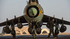 Самолет Су-22 сирийских ВВС на базе Военно-воздушных сил Сирии в провинции Хомс Самолет Су-22 сирийских ВВС на базе Военно-воздушных сил Сирии в провинции Хомс