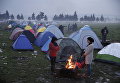 Временный лагерь для мигрантов на границе Греции и Македонии Временный лагерь для мигрантов на границе Греции и Македонии