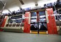 Поезд Герои на все времена перед выездом на пробный проезд на кольцевую линию метрополитена из электродепо Красная Пресня Поезд Герои на все времена перед выездом на пробный проезд на кольцевую линию метрополитена из электродепо Красная Пресня