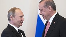 Президент России Владимир Путин и президент Турции Реджеп Тайип Эрдоган во время встречи в Санкт-Петербурге. 9 августа 2016 Президент России Владимир Путин и президент Турции Реджеп Тайип Эрдоган во время встречи в Санкт-Петербурге. 9 августа 2016