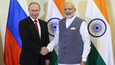 Президент РФ Владимир Путин и премьер-министр Республики Индии Нарендра Моди Президент РФ Владимир Путин и премьер-министр Республики Индии Нарендра Моди