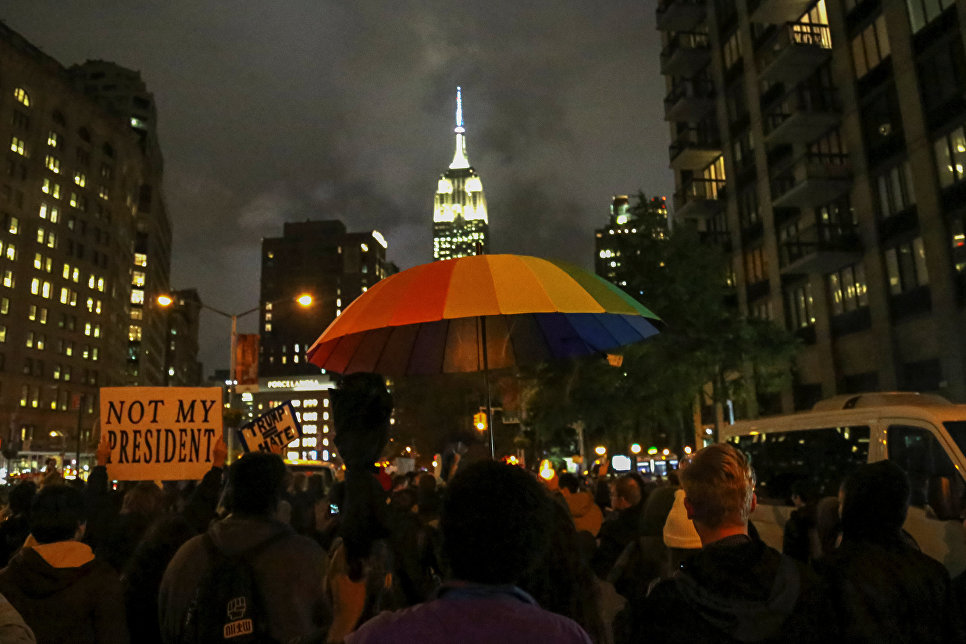 Protest v Nyu-Yorke posle prezidentskix vborov
