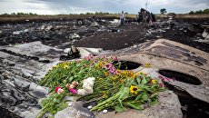 Цветы на фюзеляже лайнера Boeing 777 Малайзийских авиалиний, потерпевшего крушение в районе города Шахтерск Донецкой области Цветы на фюзеляже лайнера Boeing 777 Малайзийских авиалиний, потерпевшего крушение в районе города Шахтерск Донецкой области
