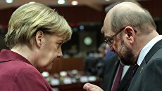 Канцлер ФРГ Ангела Меркель и президент Европейского парламента Мартин Шульц Канцлер ФРГ Ангела Меркель и президент Европейского парламента Мартин Шульц