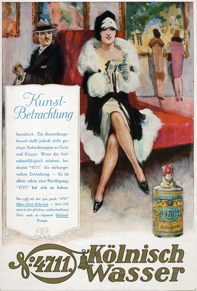 Реклама одеколона 4711. Журнал Die Dame, 1926 г. Реклама одеколона 4711. Журнал Die Dame, 1926 г.