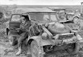 Немецкий военный автомобиль Kubelwagen. 1943 год Немецкий военный автомобиль Kubelwagen. 1943 год