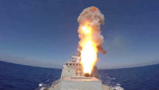 Кадры пуска крылатых ракет Калибр по позициям ИГ из Средиземного моря Кадры пуска крылатых ракет Калибр по позициям ИГ из Средиземного моря
