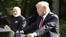Президент США Дональд Трамп и премьер-министр Индии Нарендра Моди на пресс-конференции в Белом доме в Вашингтоне. 26 июня 2017 Президент США Дональд Трамп и премьер-министр Индии Нарендра Моди на пресс-конференции в Белом доме в Вашингтоне. 26 июня 2017