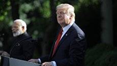 Дональд Трамп на совместной пресс-конференции с премьер-министром Индии Нарендрой Моди в Вашингтоне. 26 июня 2017 Дональд Трамп на совместной пресс-конференции с премьер-министром Индии Нарендрой Моди в Вашингтоне. 26 июня 2017