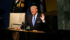 Президент США Дональд Трамп выступает на 72-й сессии Генеральной ассамблеи ООН, Нью-Йорк. 19 сентября 2017 Президент США Дональд Трамп выступает на 72-й сессии Генеральной ассамблеи ООН, Нью-Йорк. 19 сентября 2017
