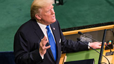 Дональд Трамп выступает на заседании Генеральной Ассамблеи ООН в Нью-Йорке. 19 сентября 2017 Дональд Трамп выступает на заседании Генеральной Ассамблеи ООН в Нью-Йорке. 19 сентября 2017
