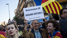 Участники акции протеста в Барселоне. 20 сентября 2017 Участники акции протеста в Барселоне. 20 сентября 2017
