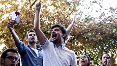 Участники акции протеста в Барселоне. 20 сентября 2017 Участники акции протеста в Барселоне. 20 сентября 2017