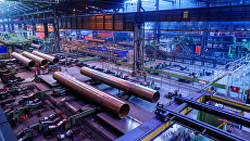 Производство труб для строительства газопроводаСеверный поток – 2 на заводе Europipe в Мюльхайме. Архивное фото Производство труб для строительства газопроводаСеверный поток – 2 на заводе Europipe в Мюльхайме. Архивное фото
