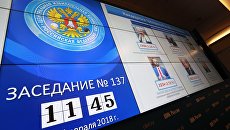 Информационный экран во время заседания ЦИК РФ. 6 февраля 2018 Информационный экран во время заседания ЦИК РФ. 6 февраля 2018