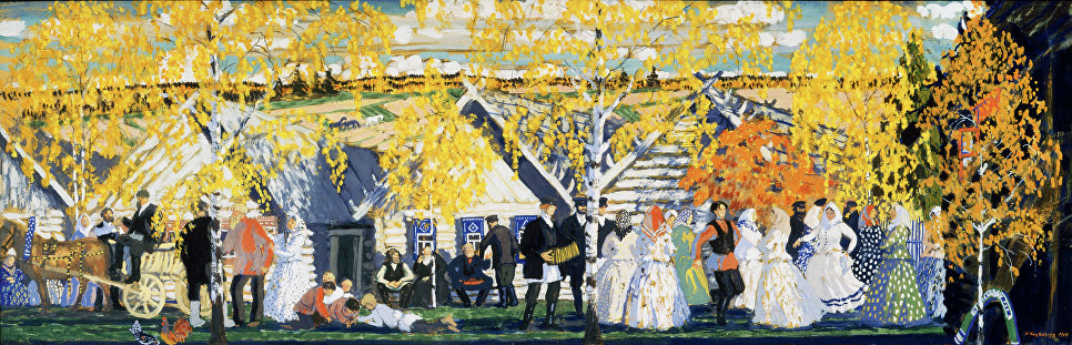 Деревенский праздник, 1910. Картон, темпера, графит, гуашь. Государственный Русский музей Деревенский праздник, 1910. Картон, темпера, графит, гуашь. Государственный Русский музей