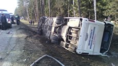 Место ДТП с участием автобуса в Подмосковье. 12 апреля 2018 Место ДТП с участием автобуса в Подмосковье. 12 апреля 2018
