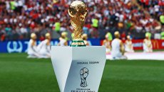 Кубок на церемонии закрытия чемпионата мира по футболу. Архивное фото Кубок на церемонии закрытия чемпионата мира по футболу. Архивное фото