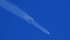 Ракета-носитель Союз-ФГ с пилотируемым кораблем Союз МС-10 после старта. 11 октября 2018 Ракета-носитель Союз-ФГ с пилотируемым кораблем Союз МС-10 после старта. 11 октября 2018