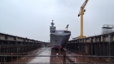 Спуск на воду российского вертолетоносца Владивосток во Франции Спуск на воду российского вертолетоносца Владивосток во Франции